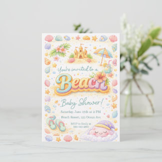 Convites “Beachy Vibes” Baby Shower Invitation