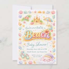 Convites “Beachy Vibes” Baby Shower Invitation
