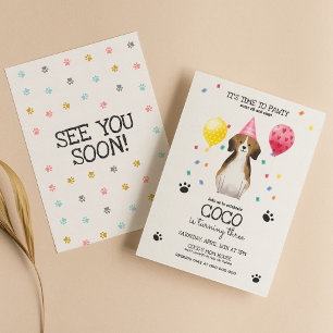 Convites Beagle Deixa Cachorro Pawty, Hoje Convide Rosa