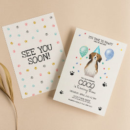 Convites Beagle Deixa Cachorro Pawy Puppy Aniversário Azul