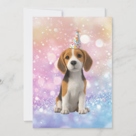 Convites Beagle Sparkly Birthday