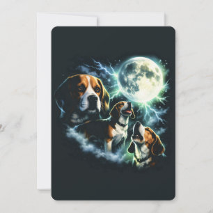 Convites Beagle Uivando à Lua – Cachorro de Caça Noturno
