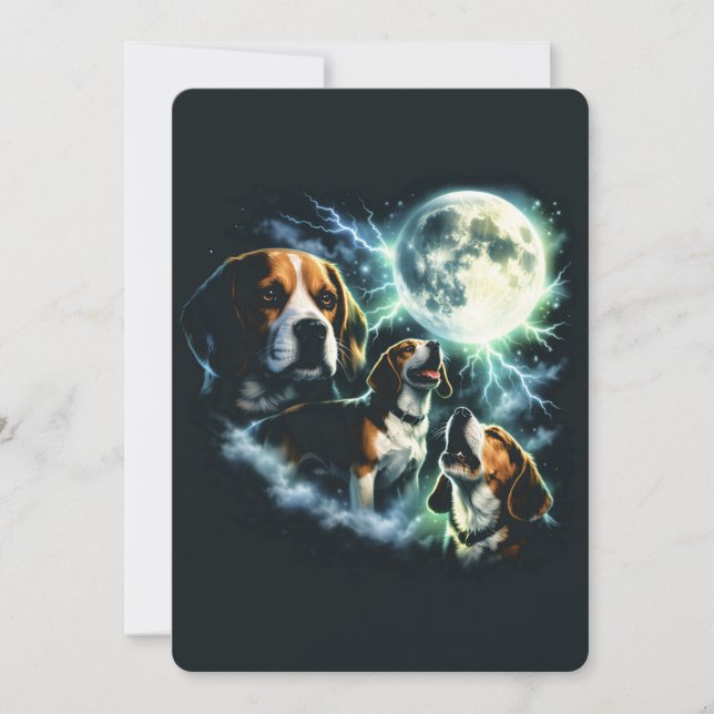 Convites Beagle Uivando à Lua – Cachorro de Caça Noturno (Frente)