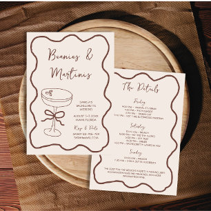 Convites Beanies & Martinis Desenhou Fim de Semana de Bache