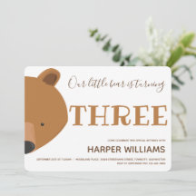 Bear Animal Kids aniversário de 3 anos