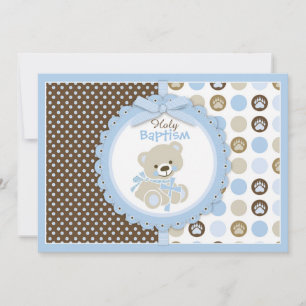 Convites Bear Baby Boy Baptism Blue