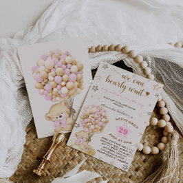 Convites Bear Baby Pink Girl Vintage