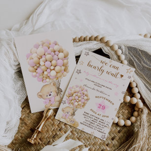 Convites Bear Baby Pink Girl Vintage