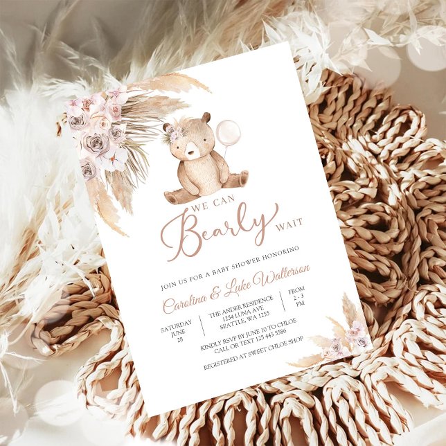 Convites Bear Baby Shower Invitation (Criador carregado)
