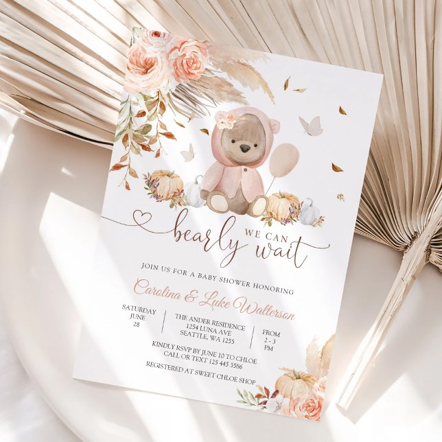 Convites Bear Baby Shower Invitation (Criador carregado)