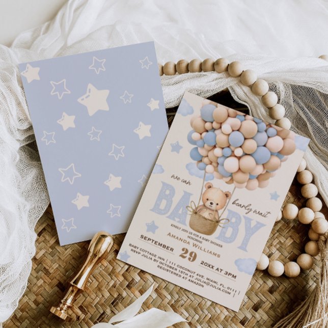 Convites Bear Balões Esperam Chá (Criador carregado)