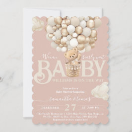 Convites Bear Balões Esperando Chá de Garota