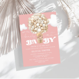 Convites Bear Balões Rapariga Chá de fraldas de Espera