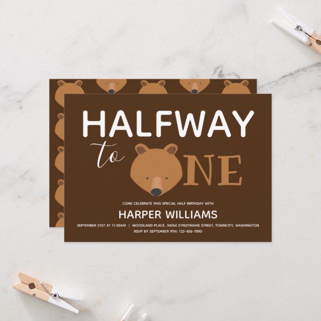 Convites Bear Brown Seis Meses Bebê Semestre Nascimento (Frente/Verso In Situ)