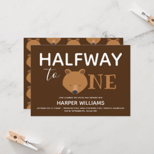 Convites Bear Brown Seis Meses Bebê Semestre Nascimento