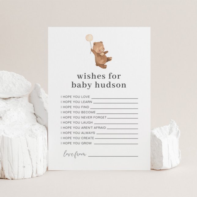 Convites Bear Cream Balão Deseja Bebê (Criador carregado)