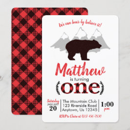 Convites Bear Lumberjack Boy Primeiro Aniversário