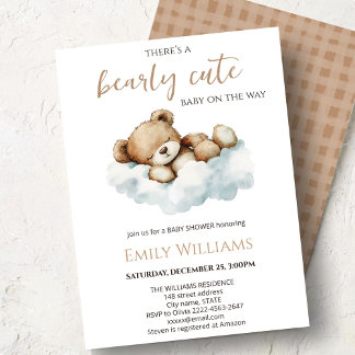 Convites Bearly Cute Baby Shower Invitation | Neutral Teddy