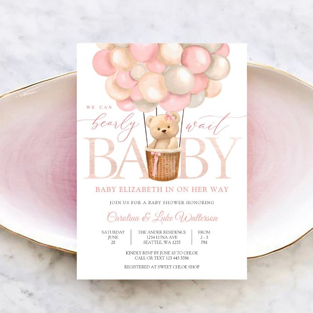 Convites Bearly Wait Balloon Baby Shower Invitation (Criador carregado)