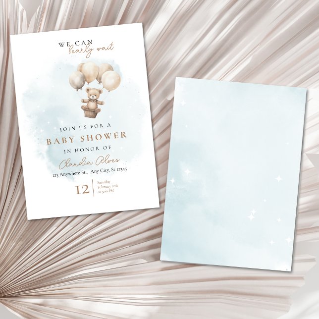 Convites Bearly Wait Neutral Baby Shower (Bearly Wait Baby Shower Invitation)