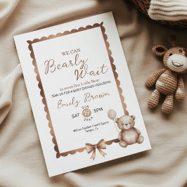 Convites Bearly Wait Neutral Teddy Baby Shower Invitation