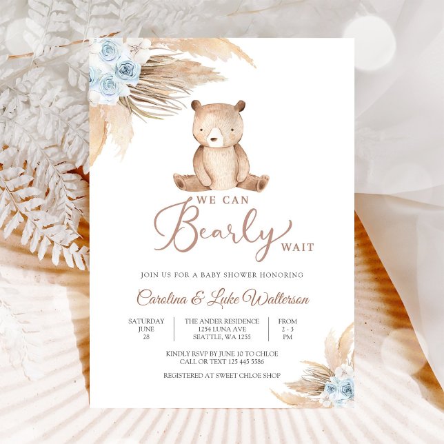 Convites Bearly Wait Teddy Baby Shower Invitation (Criador carregado)