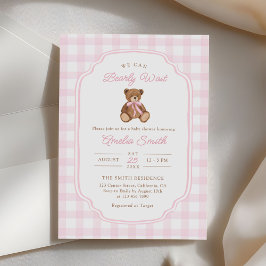 Convites Bearly Wait Teddy Bear Girl Baby Shower