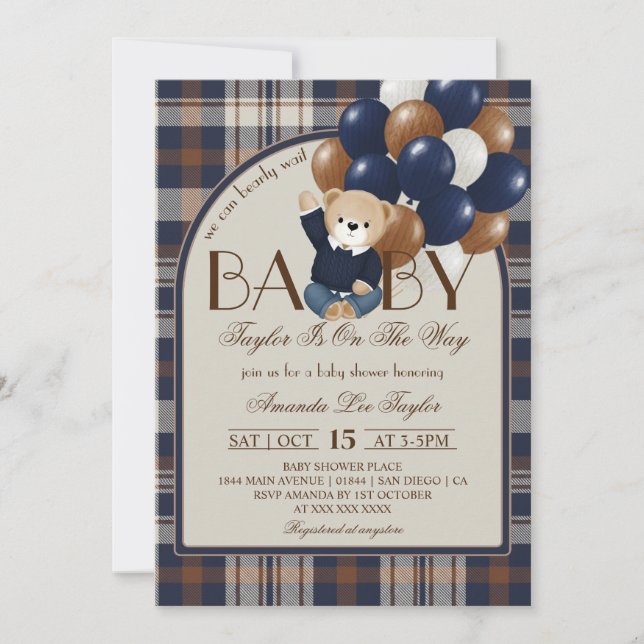 Convites Bearly Wait Vintage Baby Shower (Frente)