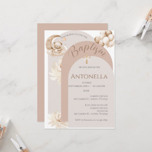 Convites Bears and Balloons Girl Baptism Invent