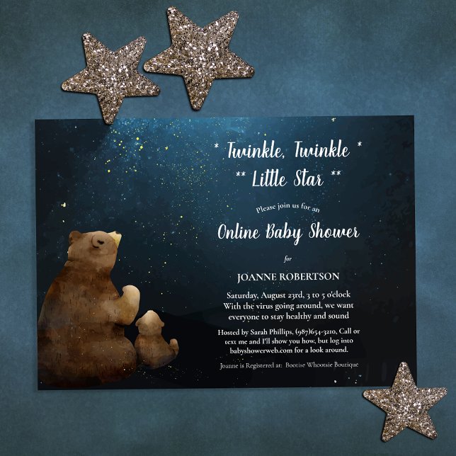 Convites Bears Twinkle Twinkle Little Star Chá de fraldas (Criador carregado)