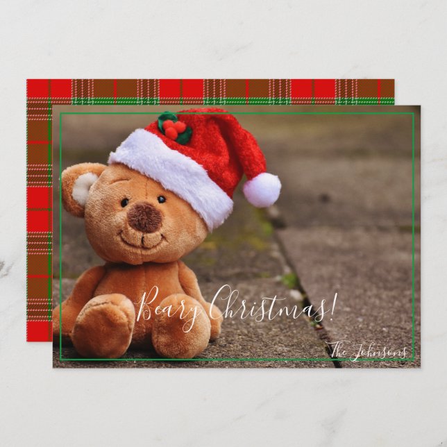 Convites Beary Christmas (Frente/Verso)
