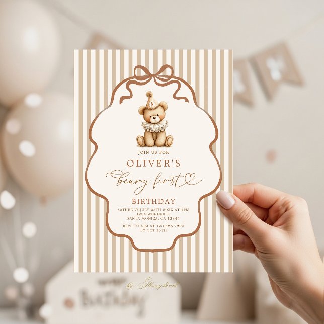 Convites Beary First Birthday (Criador carregado)
