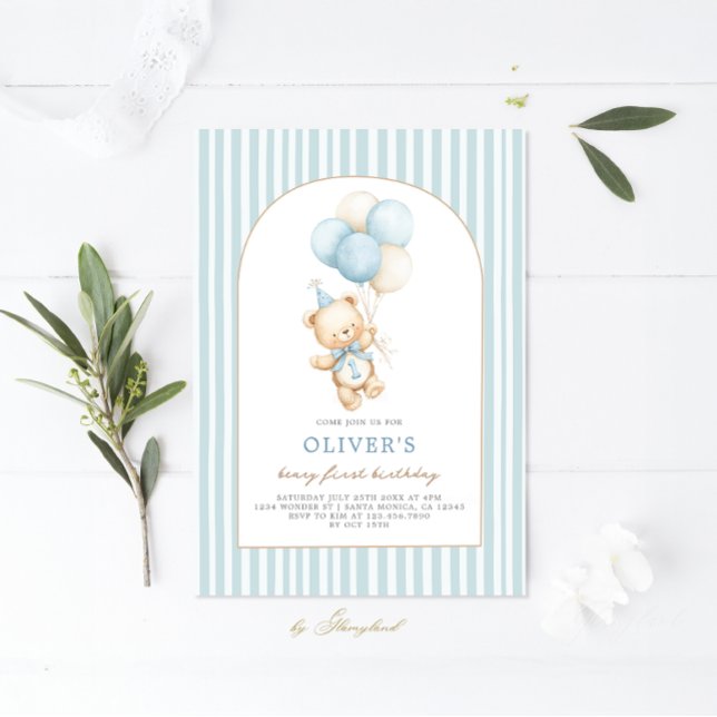 Convites Beary First Birthday (Criador carregado)