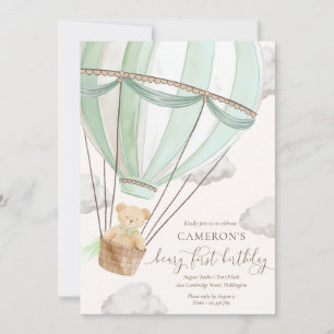 Convites Beary First Teddy Bear Hot Air Balloon Aniversário