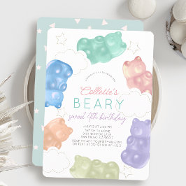 Convites Beary Pastel Gummy Bear Girl Aniversário