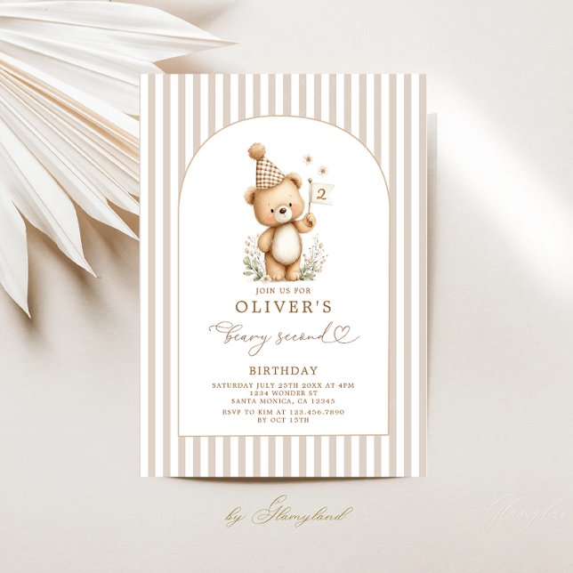 Convites Beary Second Birthday Invitation (Criador carregado)