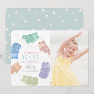 Convites Beary Sweet Gummy Bear Girl Foto Aniversário