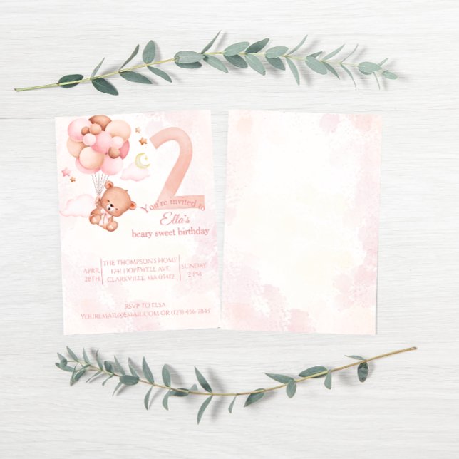 Convites beary sweet Rosa boho arco-íris aquarela  (Criador carregado)