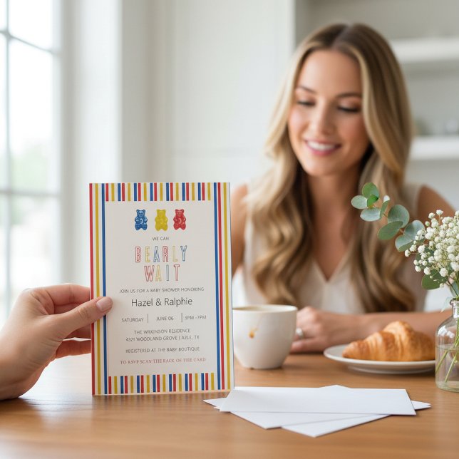 Convites Beary Wait Gummy Bears Baby Shower Invitation (Criador carregado)