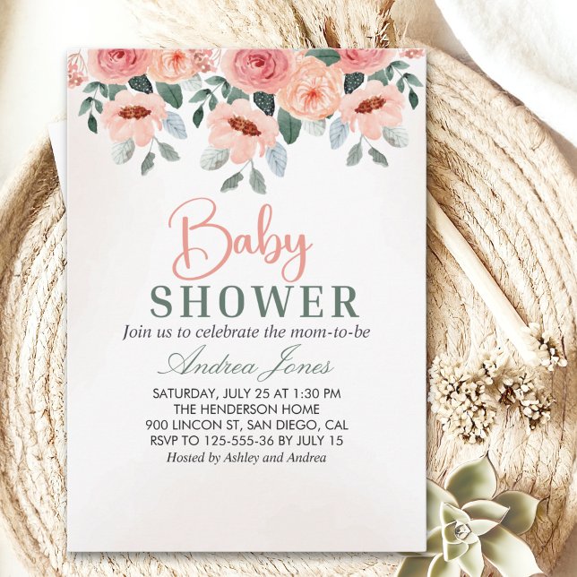 Convites Beatiful Water Color Flowers Garden Baby Shower (Criador carregado)