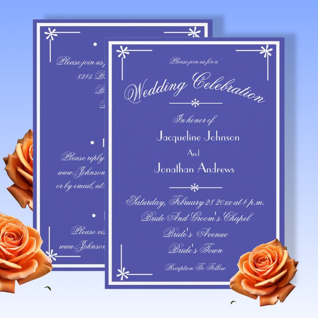 Convites Beautiful Blue All In One RSVP Website Wedding (Beautiful Blue All In One RSVP Wedding Invitation. Add your own details, Website, email etc.  )