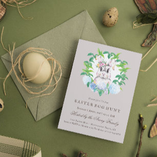 Convites Beautiful Bunny Floral Wreath Easter Egg Hunt