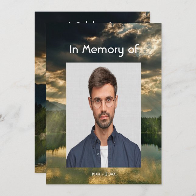 Convites Beautiful Celebration of Life Service  Lake Beach (Frente/Verso)