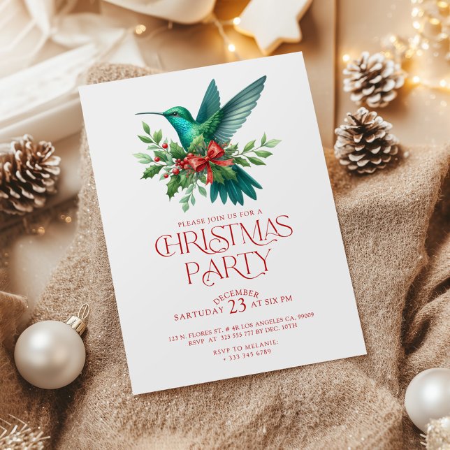 Convites Beautiful Christmas Hummingbird Party Invite (Criador carregado)