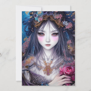Convites Beautiful Japanese Girl Gothic Fantasy Triptych