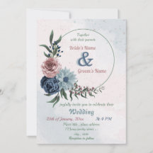 beautiful pink blue floral greenery wreath wedding