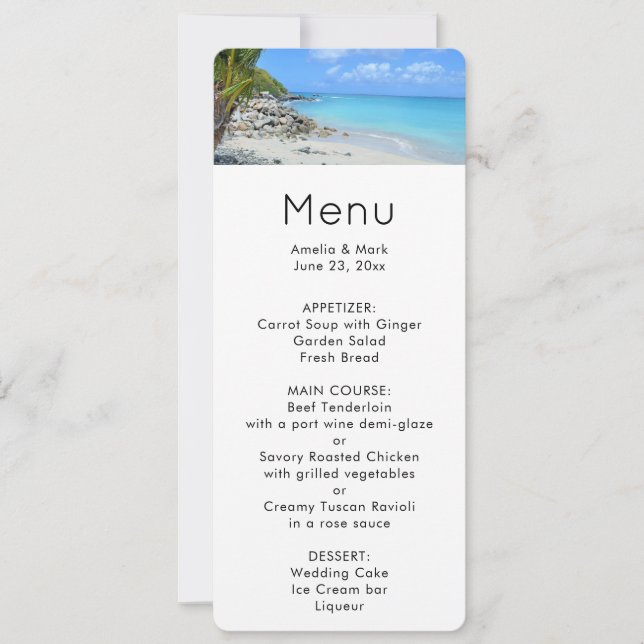 Convites Beautiful Turquoise Tropical Beach Menu (Frente)