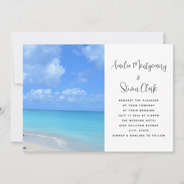 Convites Beautiful Turquoise Tropical Beach Wedding (Frente)