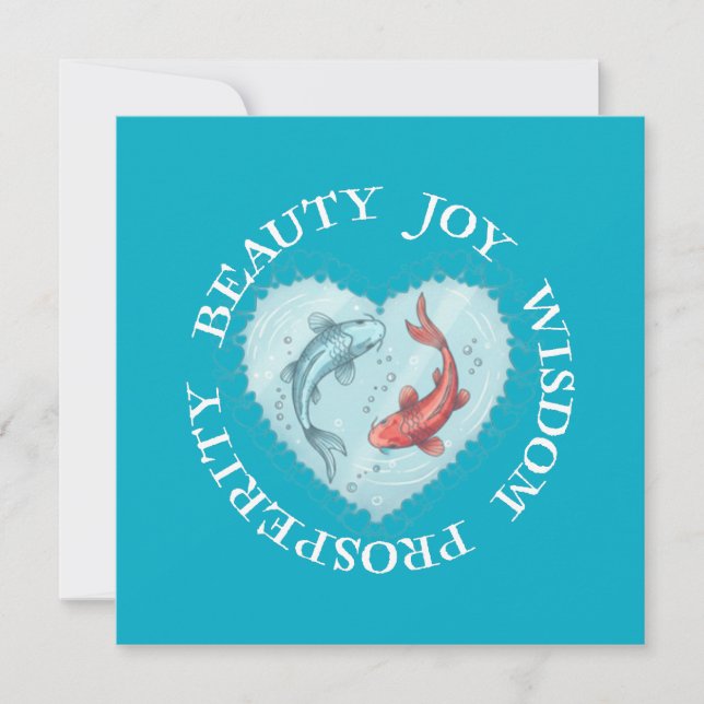 Convites Beauty , Joy, Wisdom Prosperity Koi  (Frente)