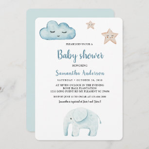 Convites Beauty Pastel Blue Elephant